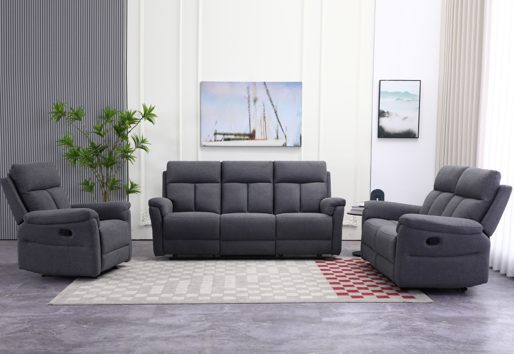 Grand 3+2+1 sohvakalusto mekanismeilla, tummanharmaa