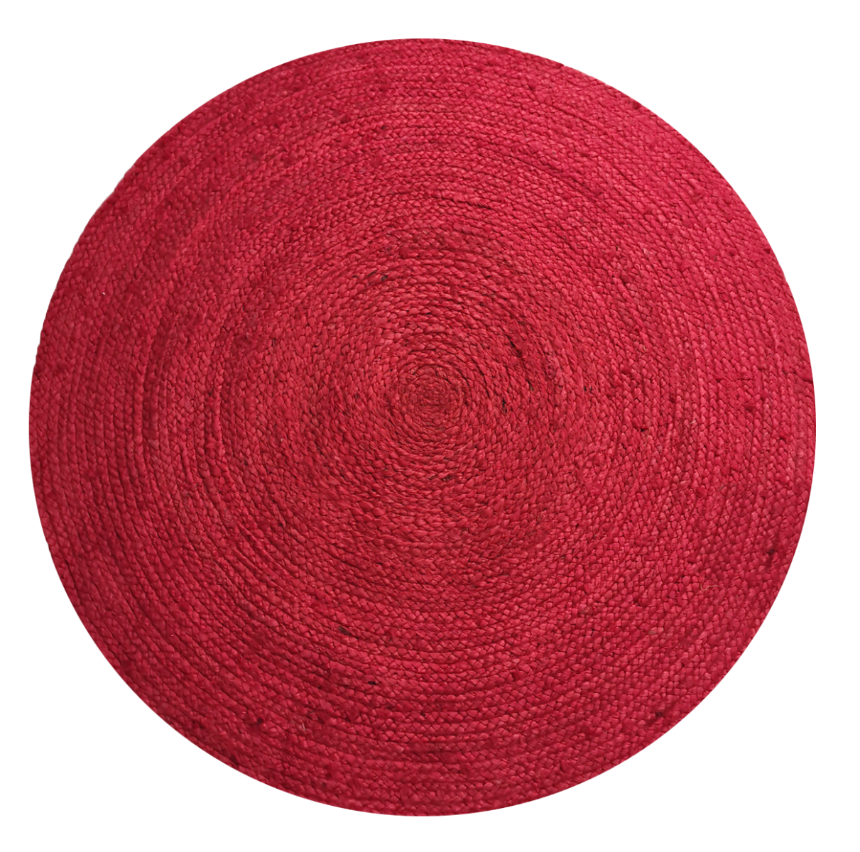 Pinkiksi värjätty pyöreä hamppumatto, saatavilla eri kokoja.