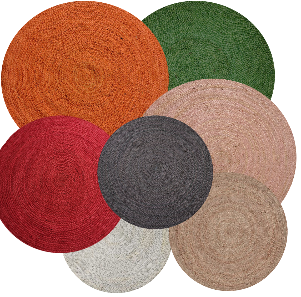 Hamppumatto pyöreä, pinkki, eri kokoja