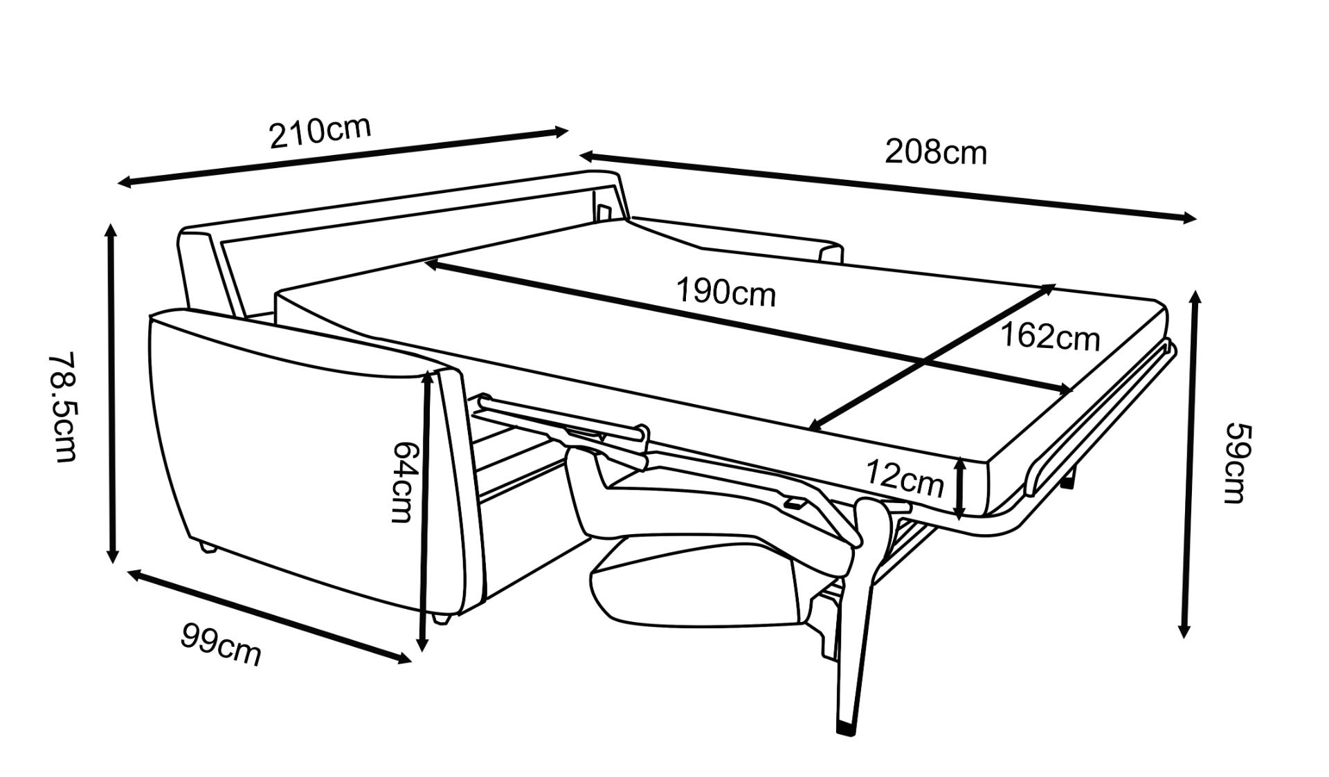 Hetta vuodesohva 160 cm vuoteella