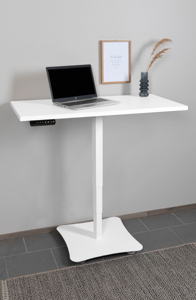 pieni valkoinen työpöytä sähkötoiminen moottoroitu