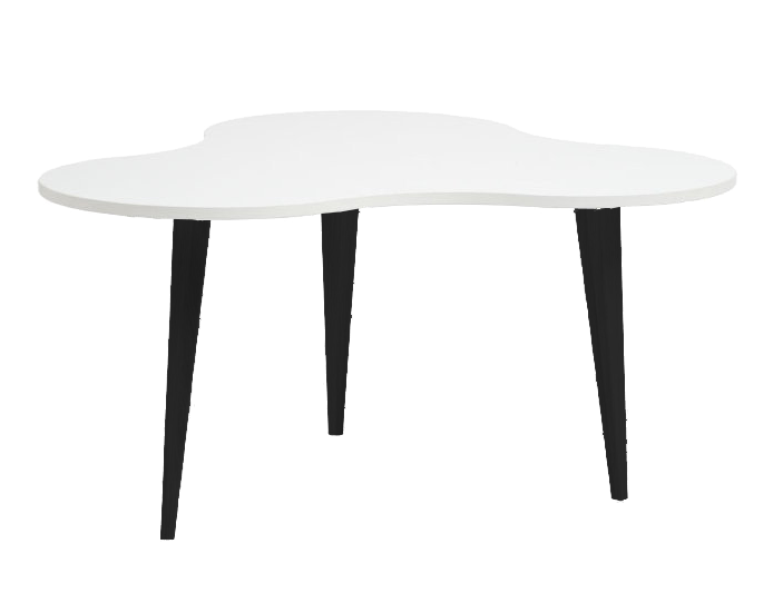 Hiipakka Luna sohvapöytä valkoinen, mustat puujalat