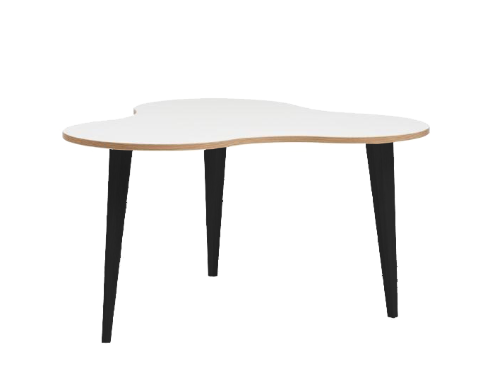 Hiipakka Luna sohvapöytä valk/tammireuna, mustat puujalat