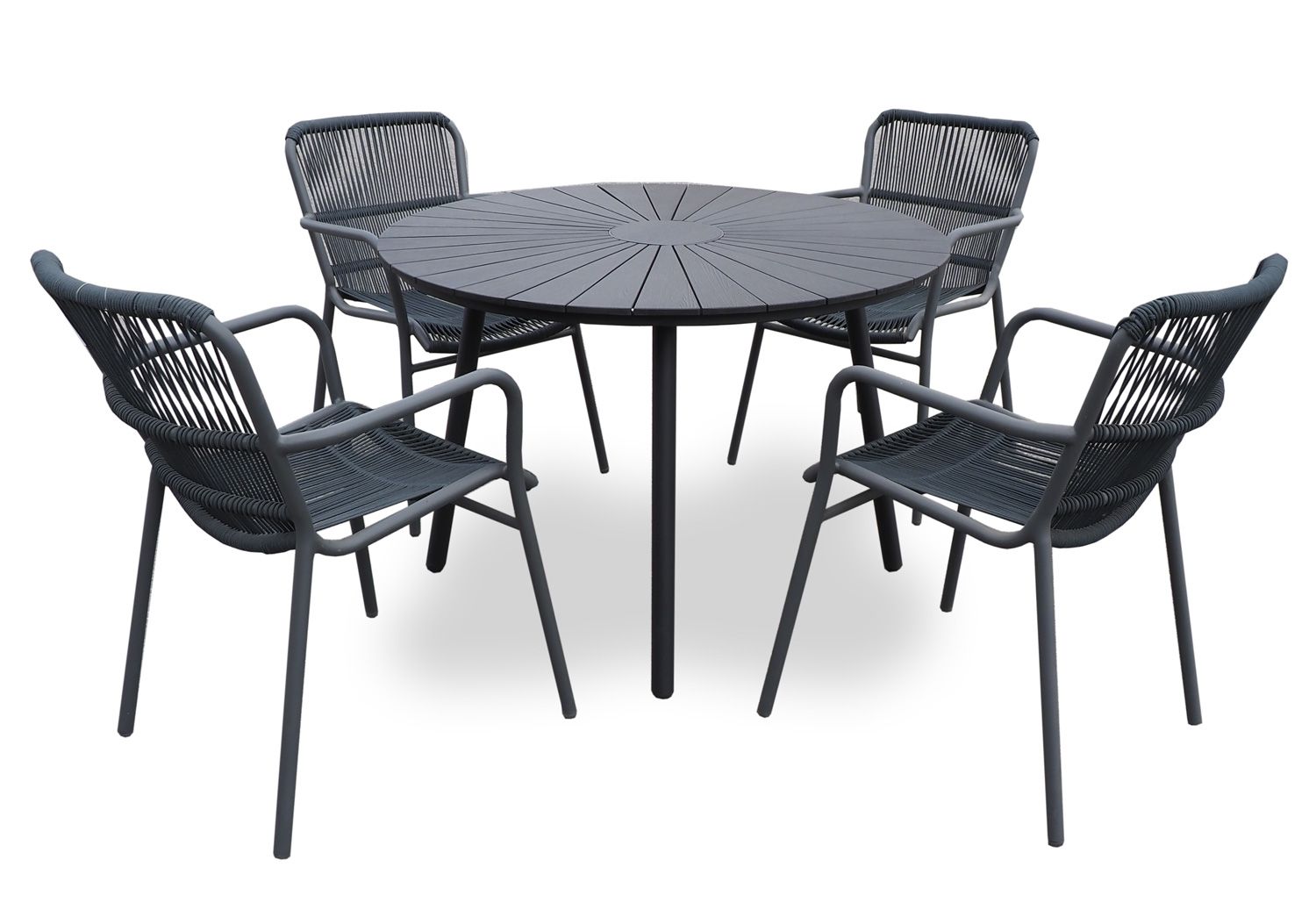 Pyöreä Hobart pöytä Tonga-tuoleilla