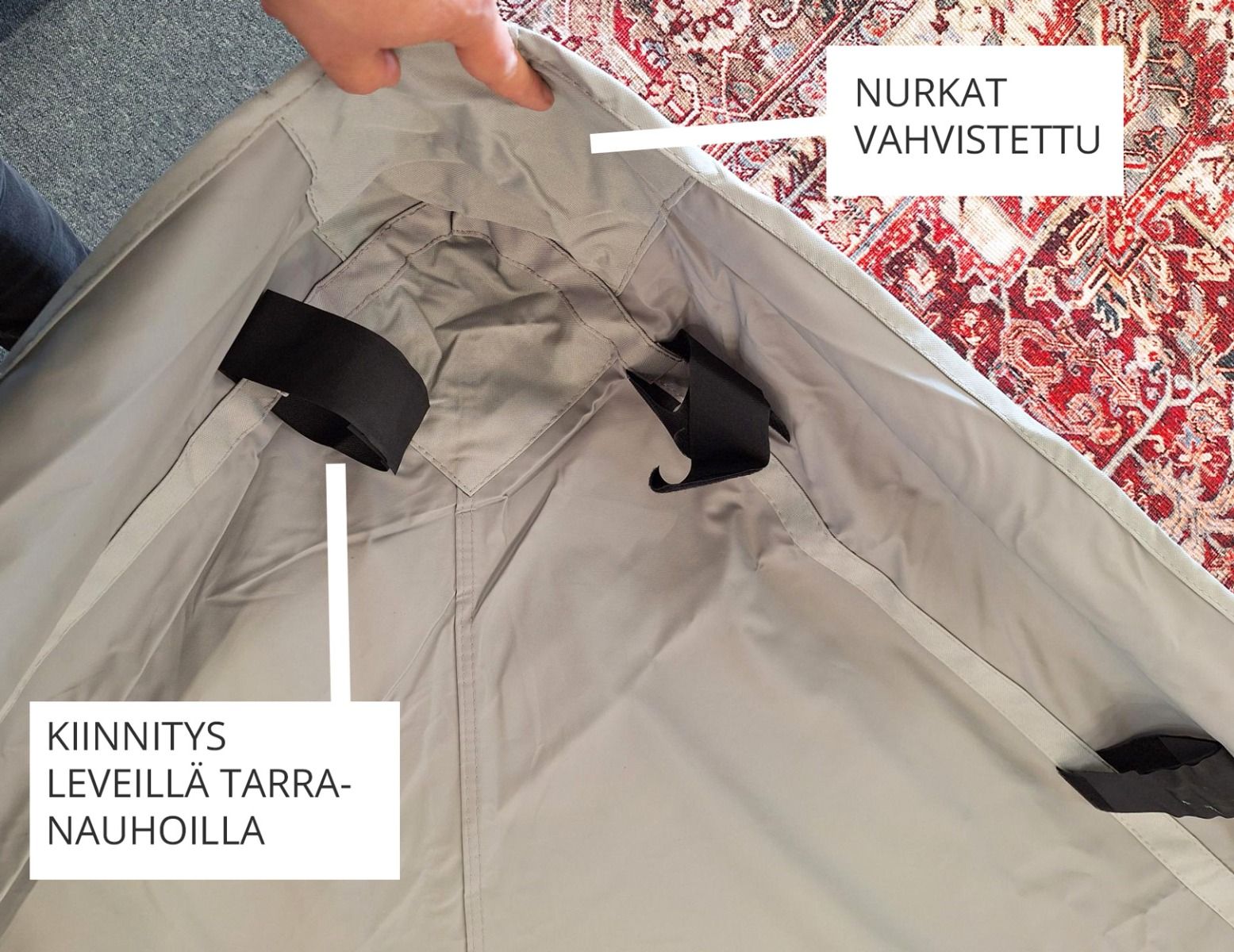Hov paviljongin varakatto, eri värejä ja kokoja