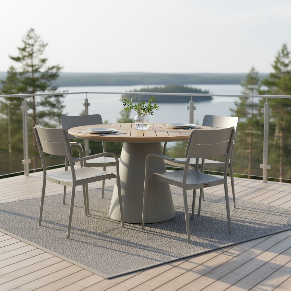 Hugo pyöreä terassipöytä + 4 Togo tuolia