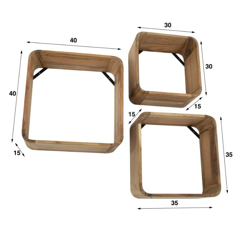 Amsterdam Box seinähyllysetti, akaasia