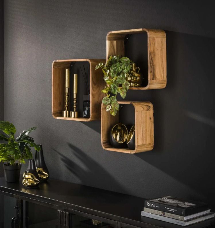 Amsterdam Box seinähyllysetti, akaasia