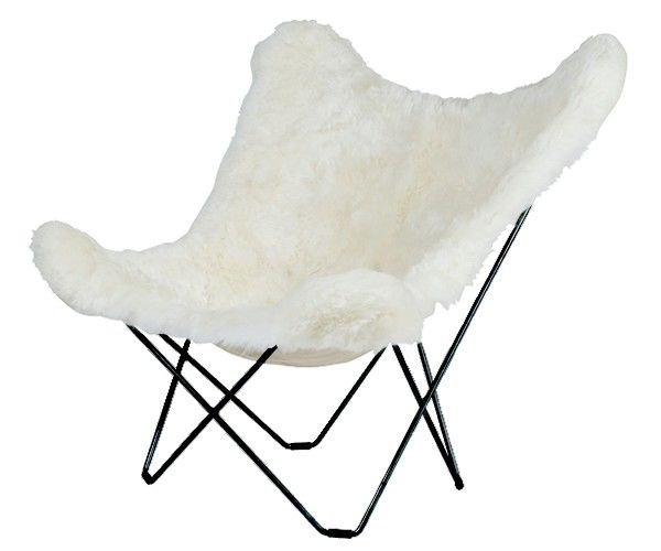 Cuero Lepakkotuoli Iceland Mariposa, White Shorn