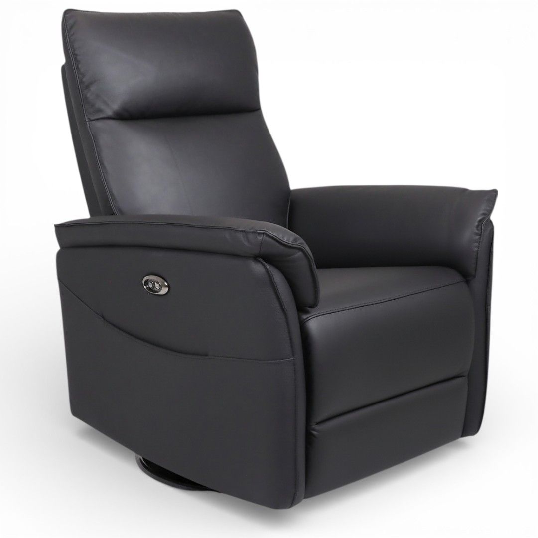 Nahkainen mekanismituoli musta, jossa on sähköinen mekanismi