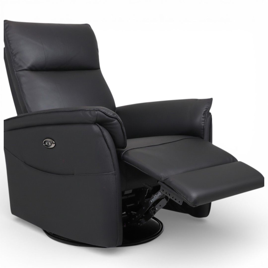 Iisa sähkömekanismituoli, musta nahka