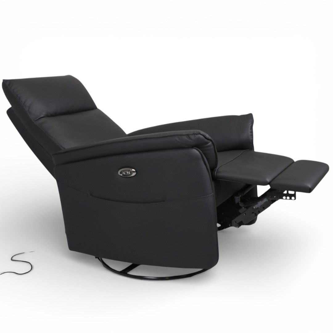 Iisa sähkömekanismituoli, musta nahka