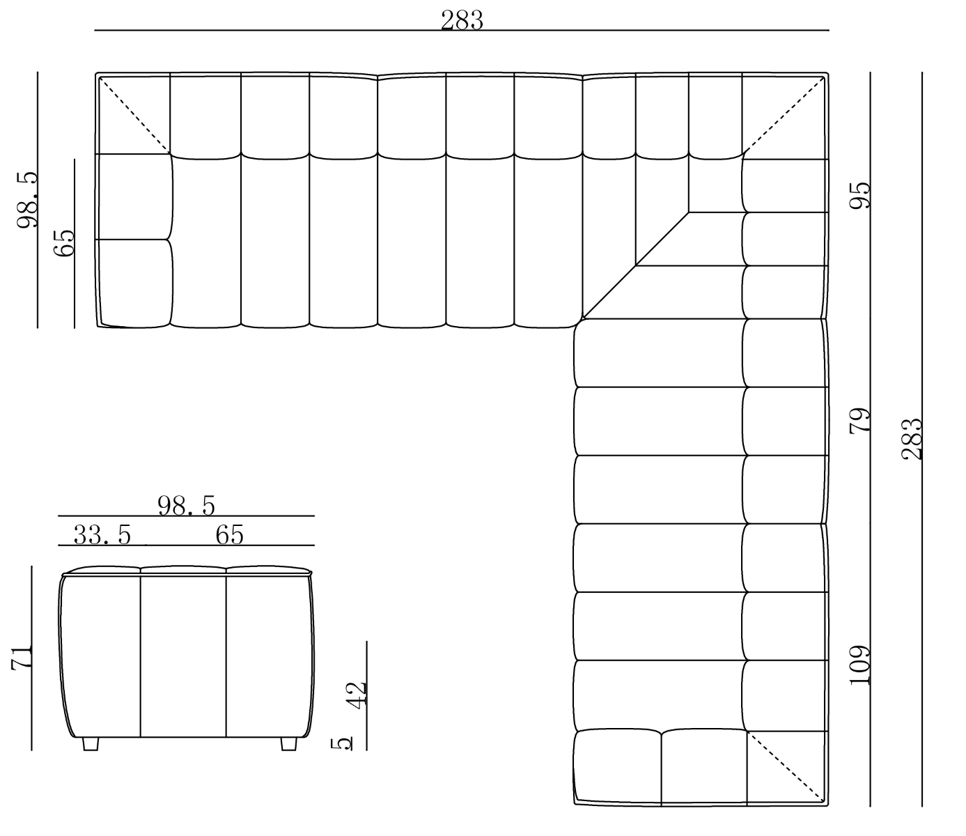 Infinity kulmasohva keltainen