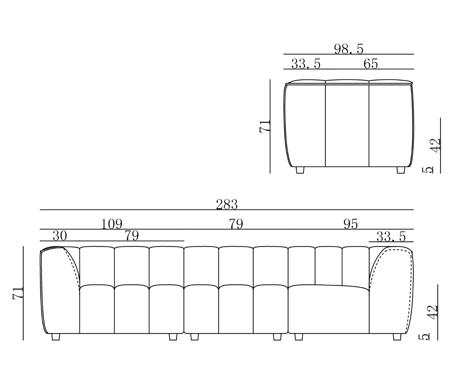 Infinity sohva 283 cm keltainen