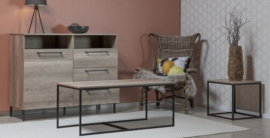 Hiipakka Isla sohvapöytä, pieni musta/ vintagetammi