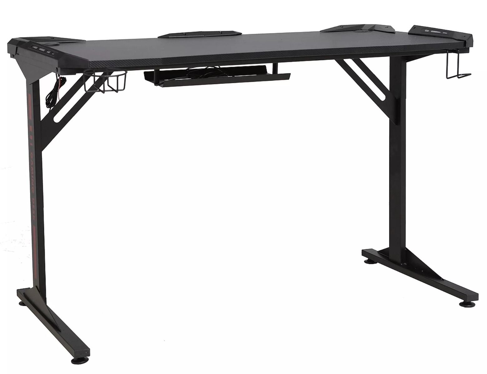 Pelipöytä Jonne Led-valoilla ja telineillä musta