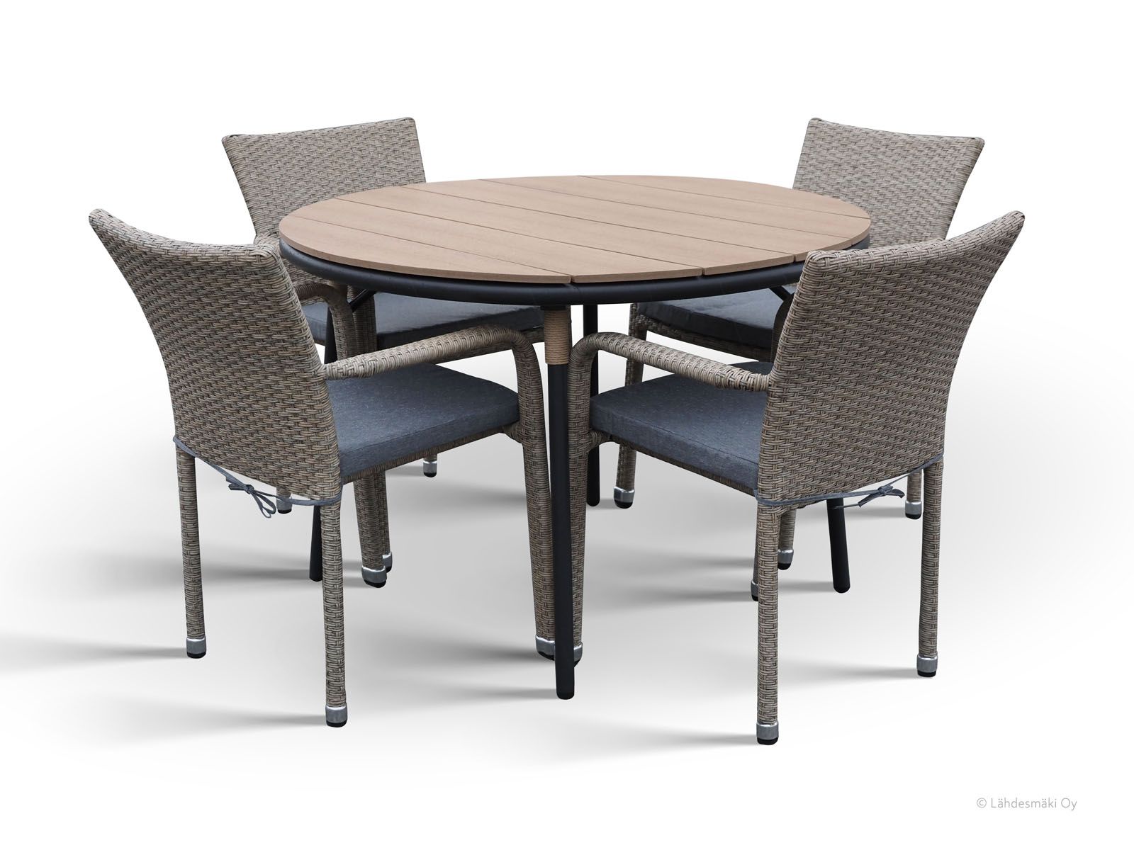 Juno pyöreä terassipöytä + 4kpl Apollo tuoleja, eri värejä