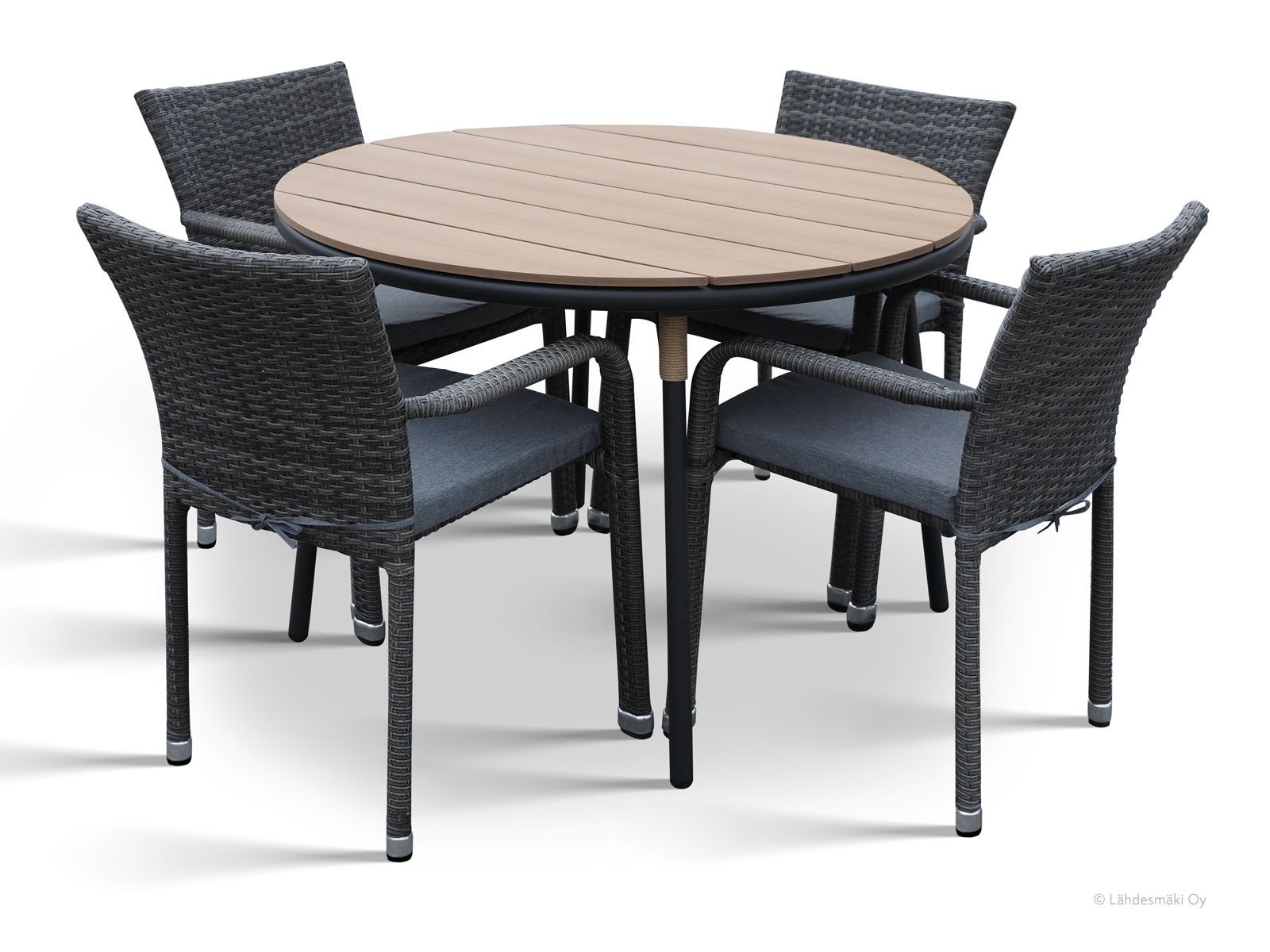 Juno pyöreä terassipöytä + 4kpl Apollo tuoleja, eri värejä