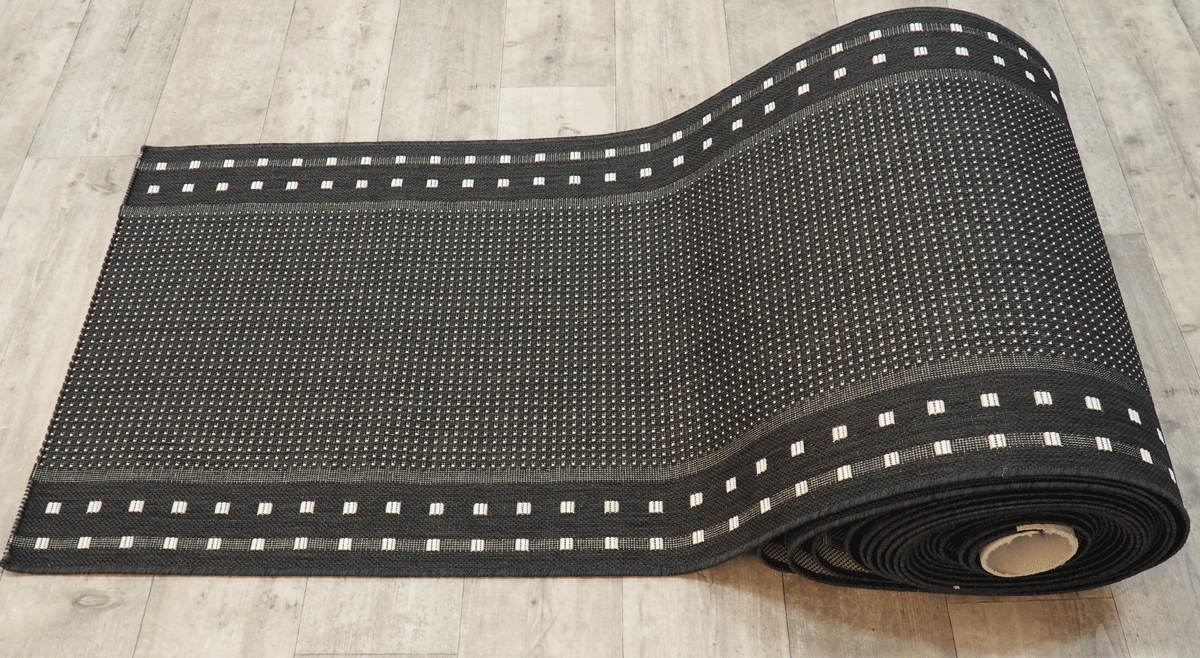Ruutu käytävämatto 80cm lev, musta