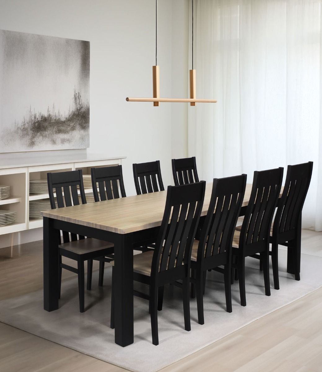 Kanerva ruokaryhmä kahdeksalle hengelle mustana ja puun värinä