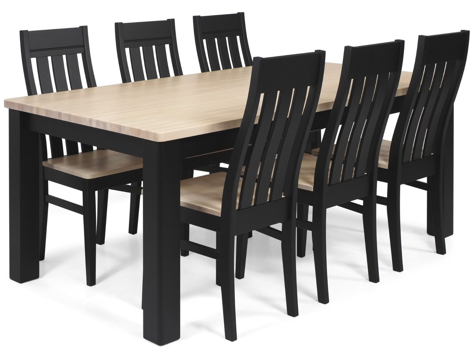 Kanerva ruokaryhmä kuudelle musta runko ja puinen koivukansi