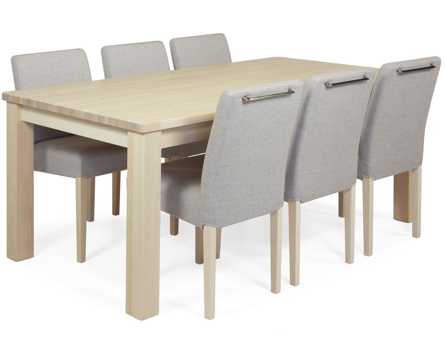 Kanerva koivu ruokaryhmä kuudella verhoillulla Tähkä tuolilla