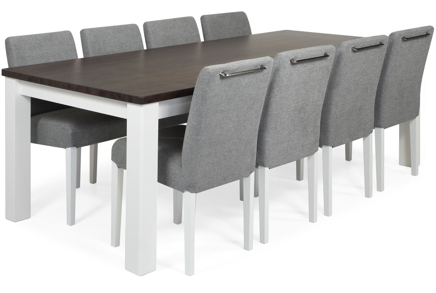 Kanerva ruokaryhmä pähkinä-valkoinen ja verhoillut kahdeksan tuolia