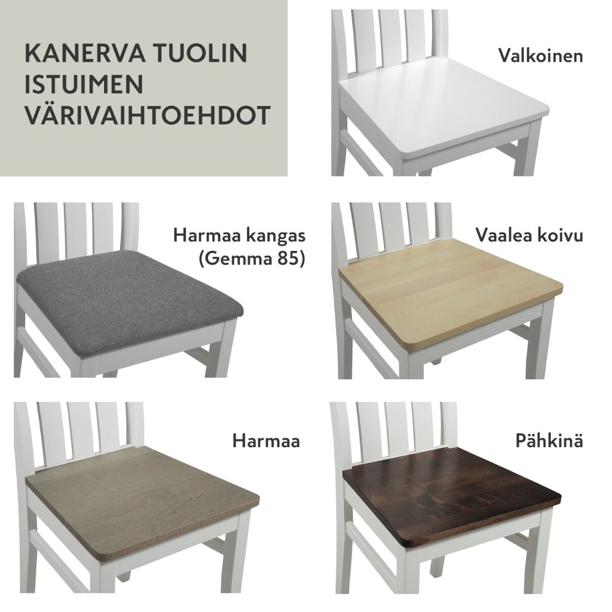 Tähkä ruokaryhmä kuudella Kanerva tuolilla