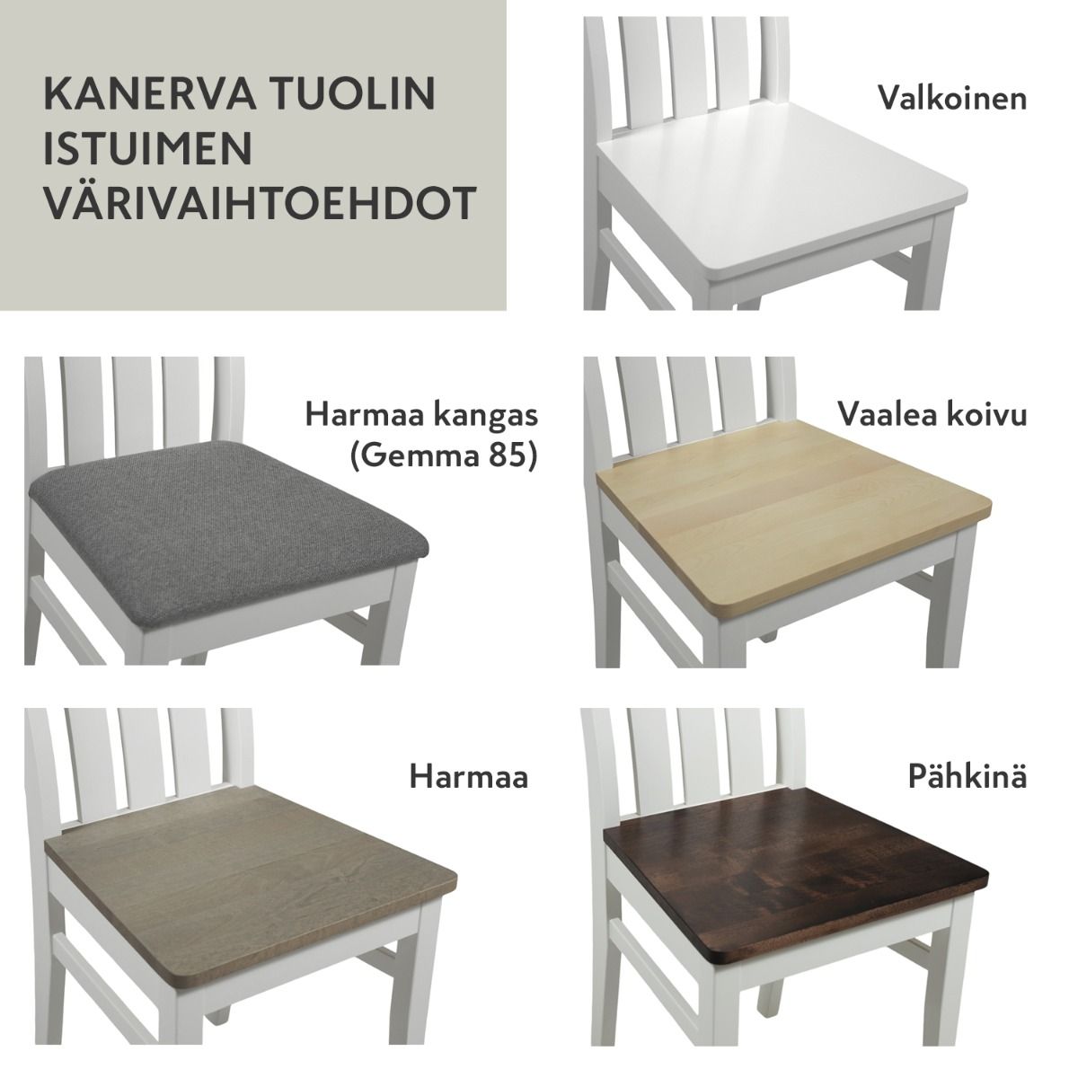 Vilja-Kanerva ruokaryhmä kuudelle, koivu-valkoinen