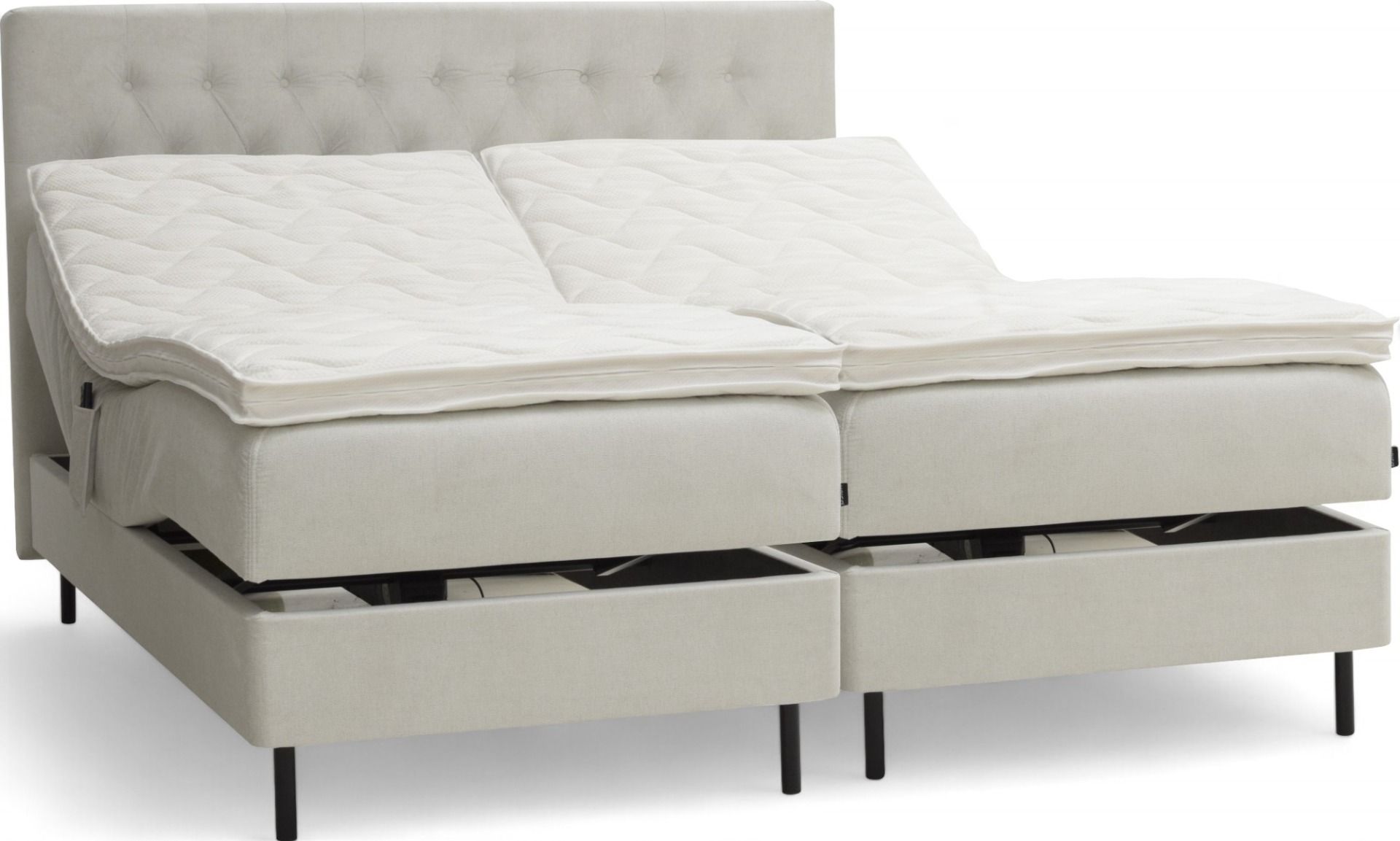 Elegance moottorisänky kahdelle ja napitettu sängynpääty