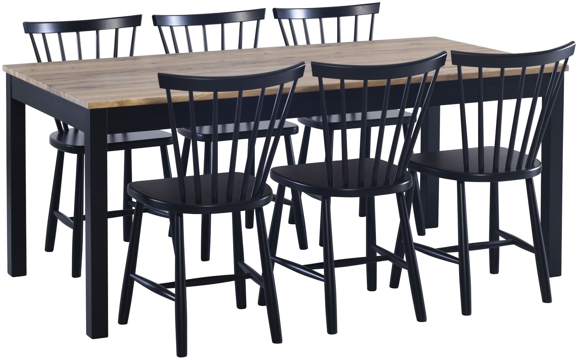 Kaski ruokapöytä 180x90 cm, rustiikkitammi/ musta