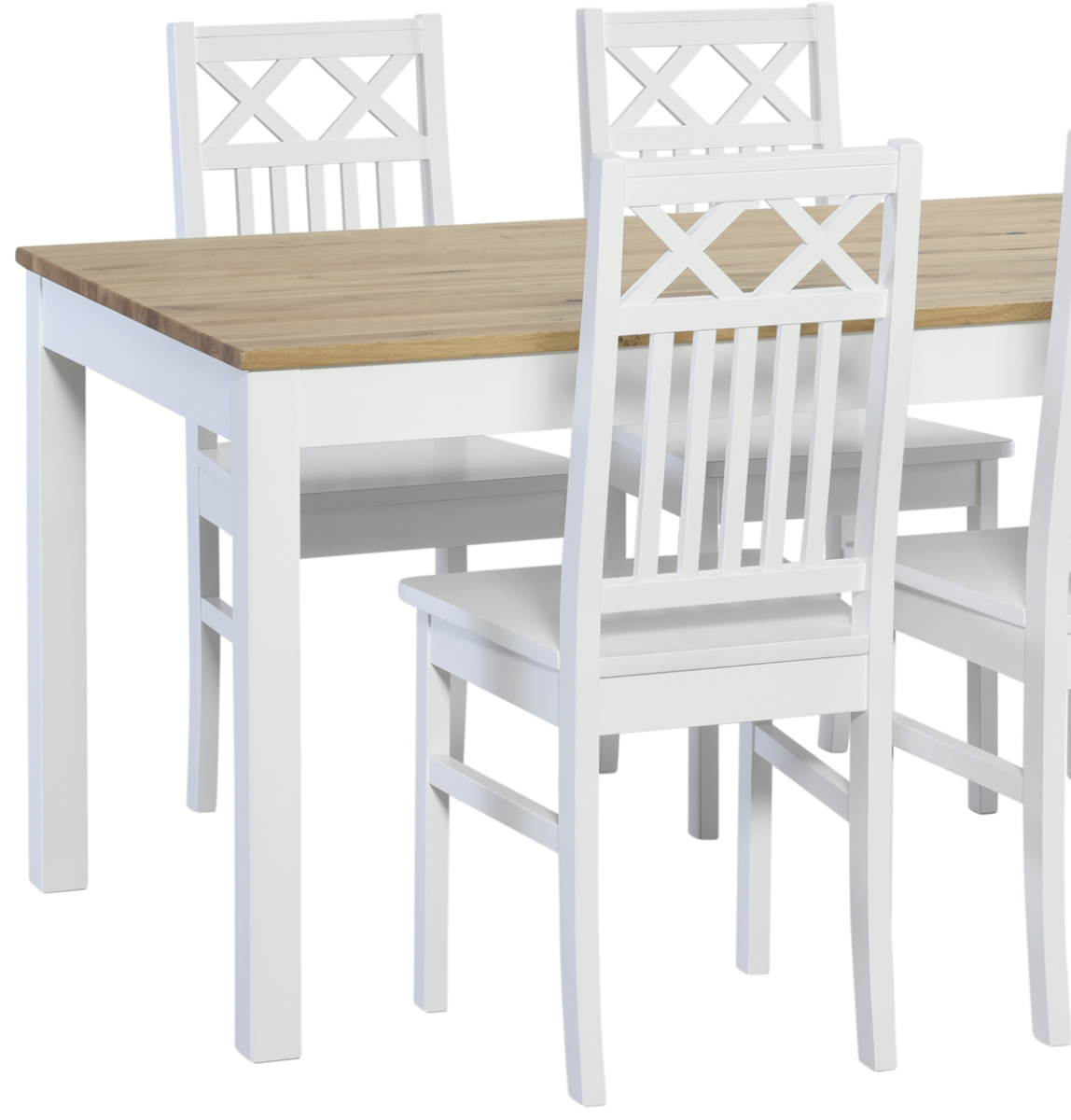 Kaski ruokaryhmä 180x90 + 6 Luoto tuolia, valko-tammi