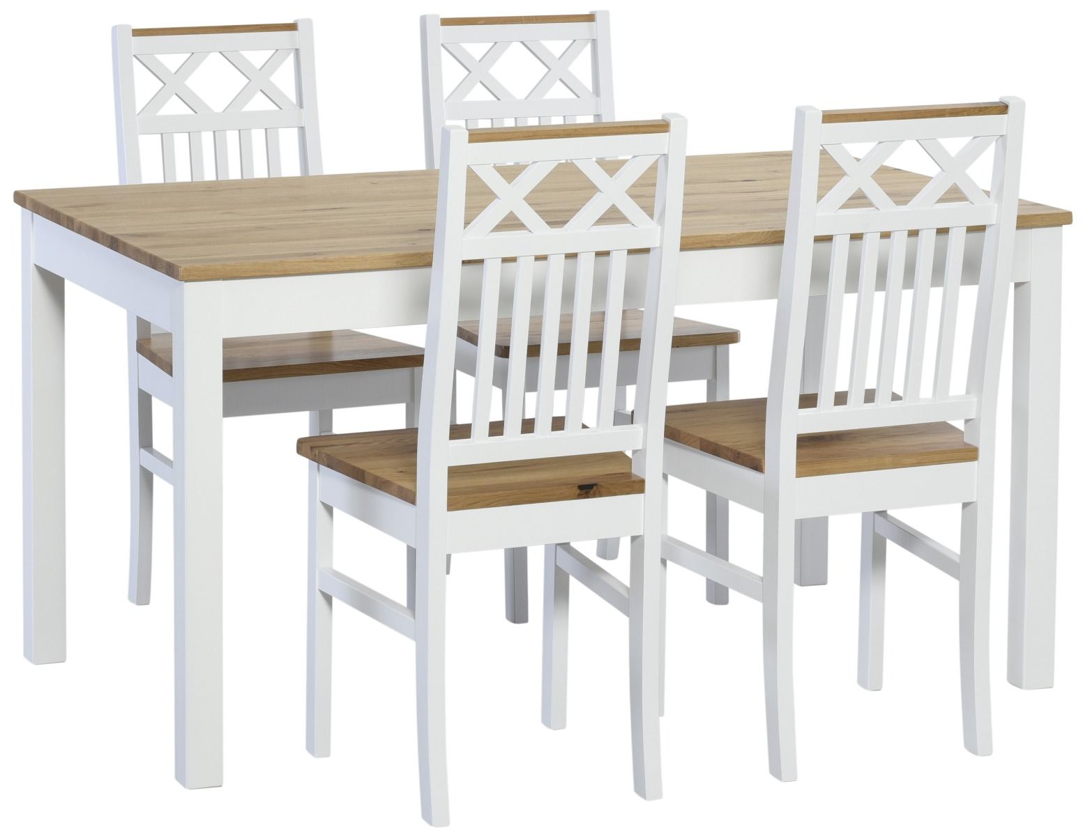 Kaski ruokapöytä 130x80 cm, rustiikkitammi/valkoinen