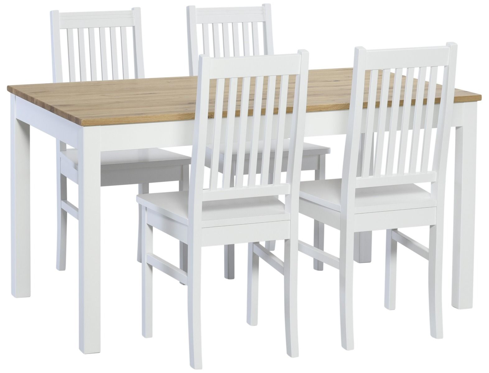 Kaski ruokaryhmä 130x80 + 4 Nurmi tuolia, valko-tammi