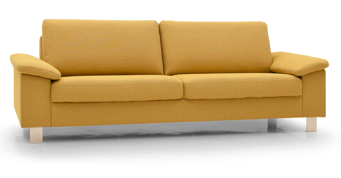 Unico Kasper 2Maxi sohva keltaisella Sakura 025 verhoilukankaalla, leveys 218cm