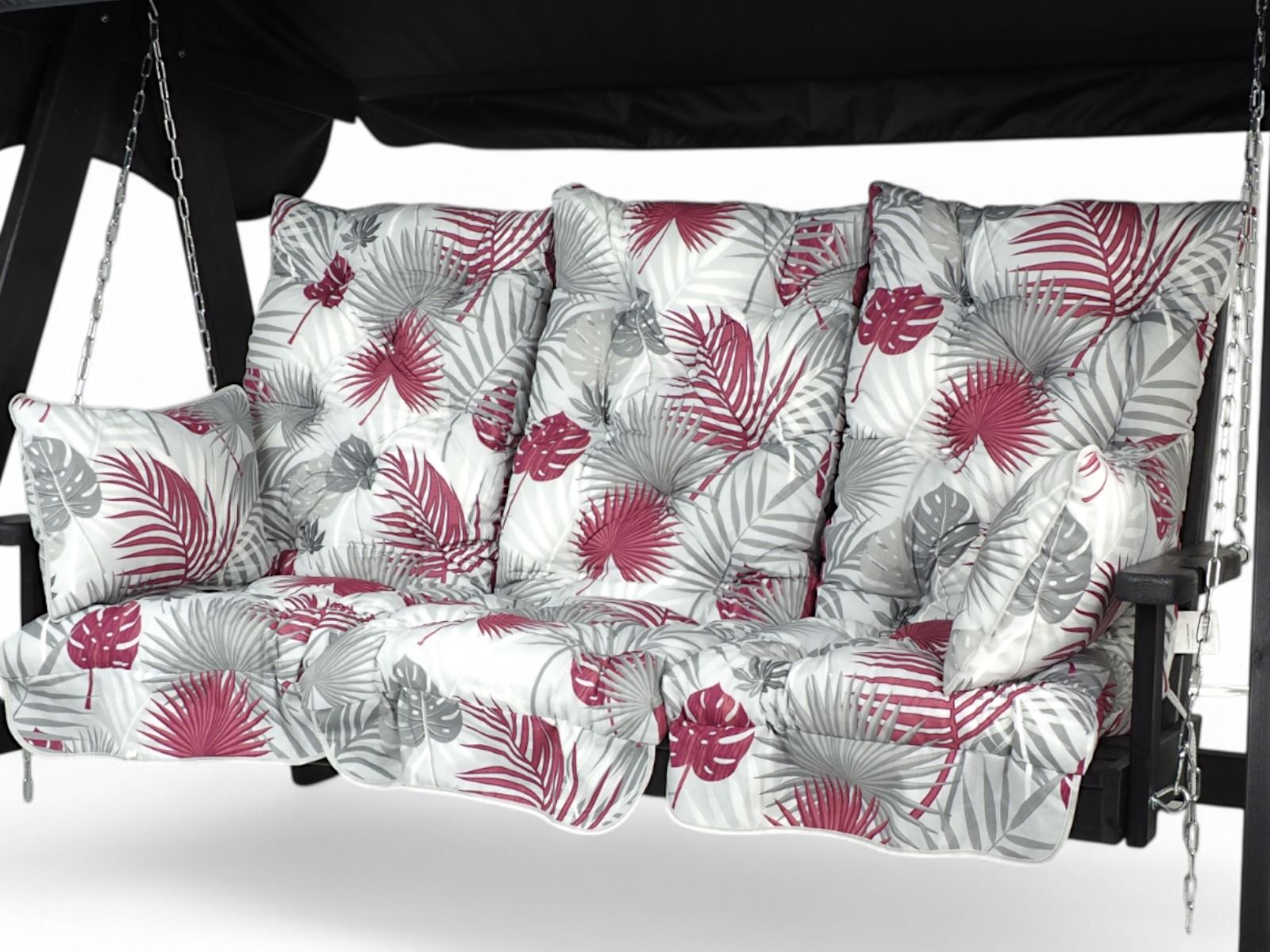 Keinun pehmusteet lehtikuvio harmaa punainen