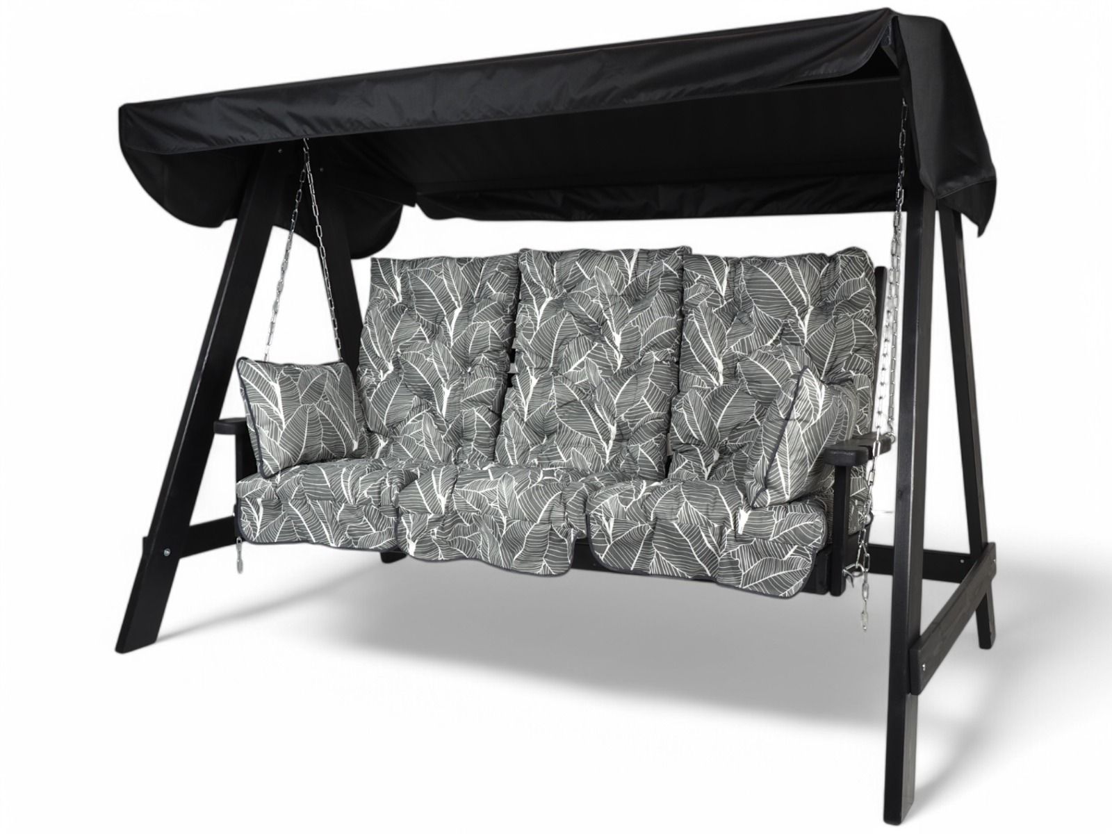 Stockholm keinun pehmusteet 165 cm, harmaa lehtikuosi