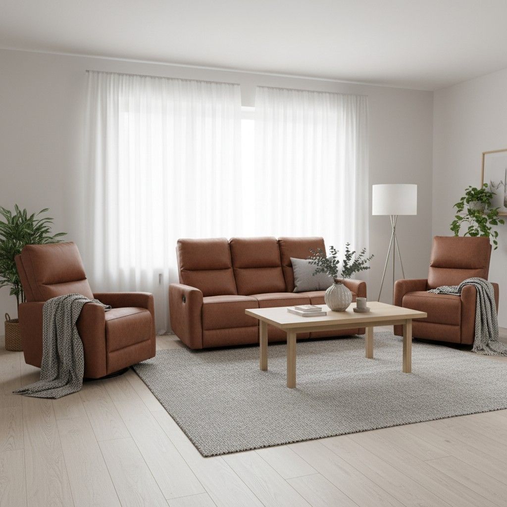 Sohvakalusto konjakin ruskea mekanismeilla