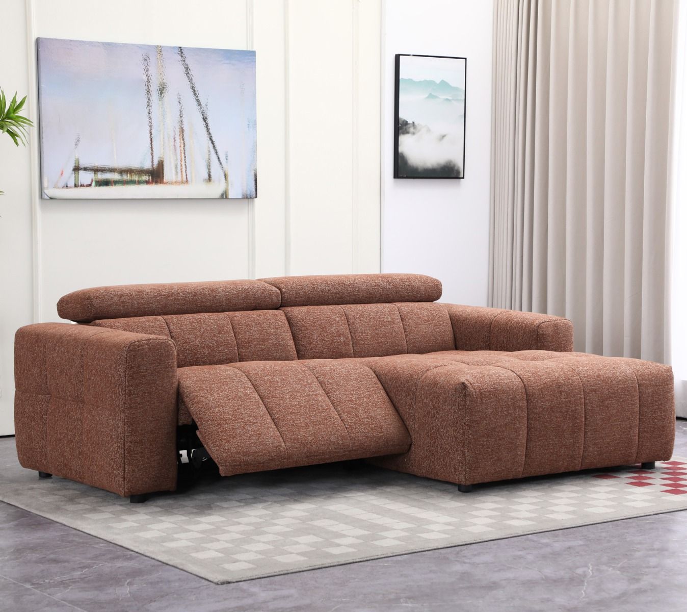 Kevin divaanisohva sähkömekanismilla, oranssi