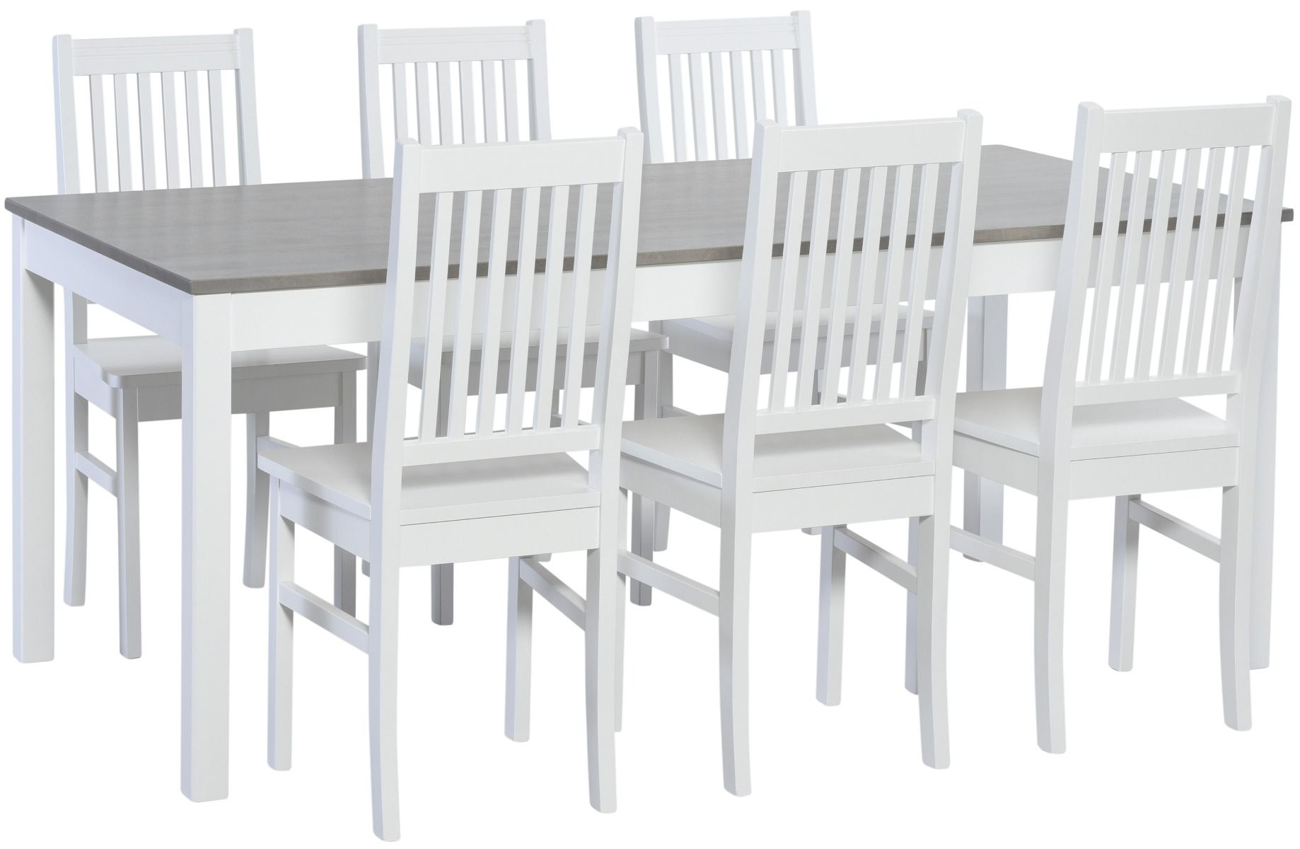 Koivu ruokapöytä 180x90 cm, valkoinen/harmaa