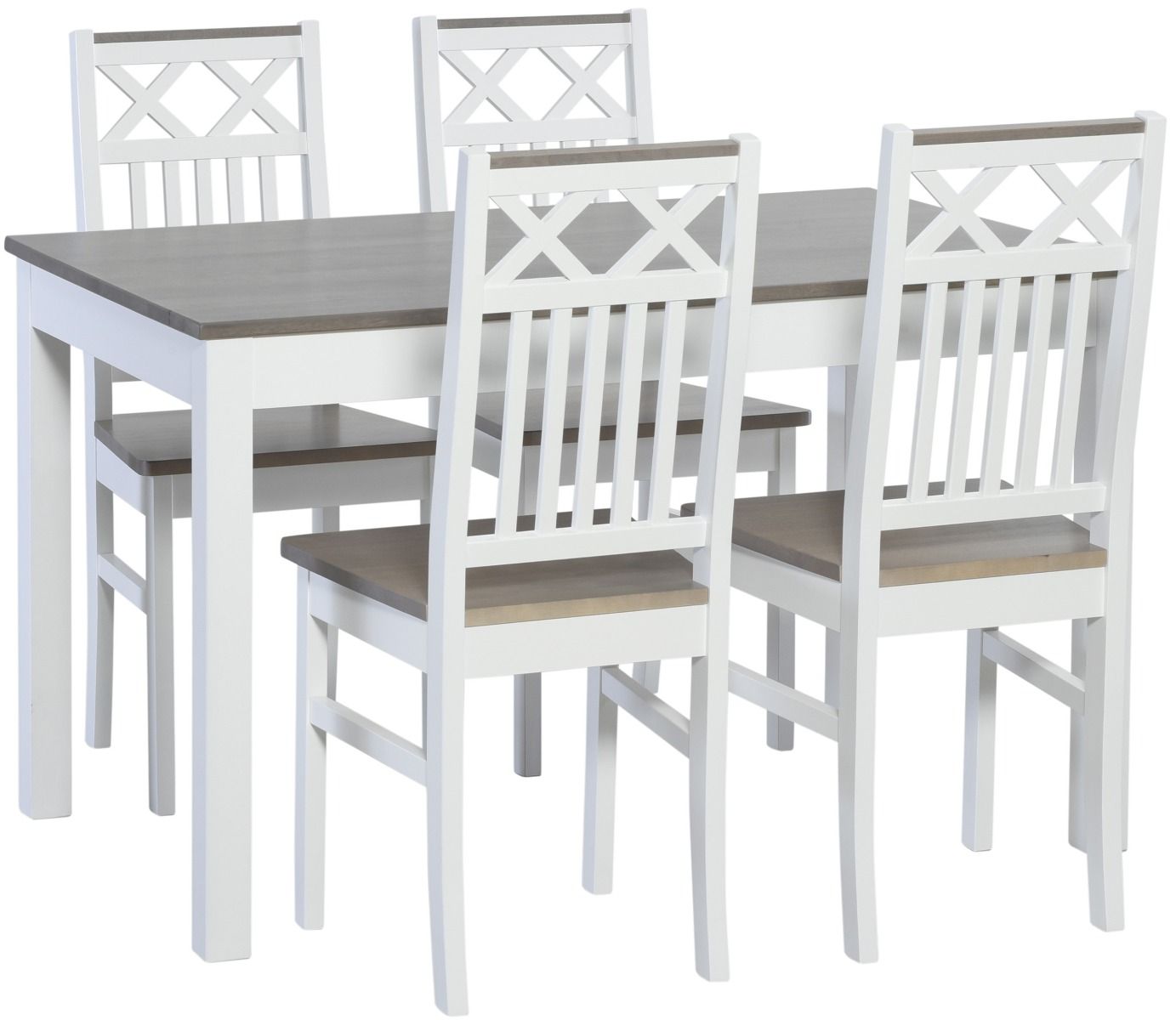 Koivu ruokapöytä 120x75 cm, valkoinen/harmaa