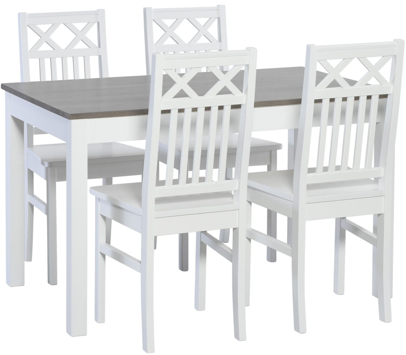 Koivu ruokapöytä 120x75 cm, valkoinen/harmaa