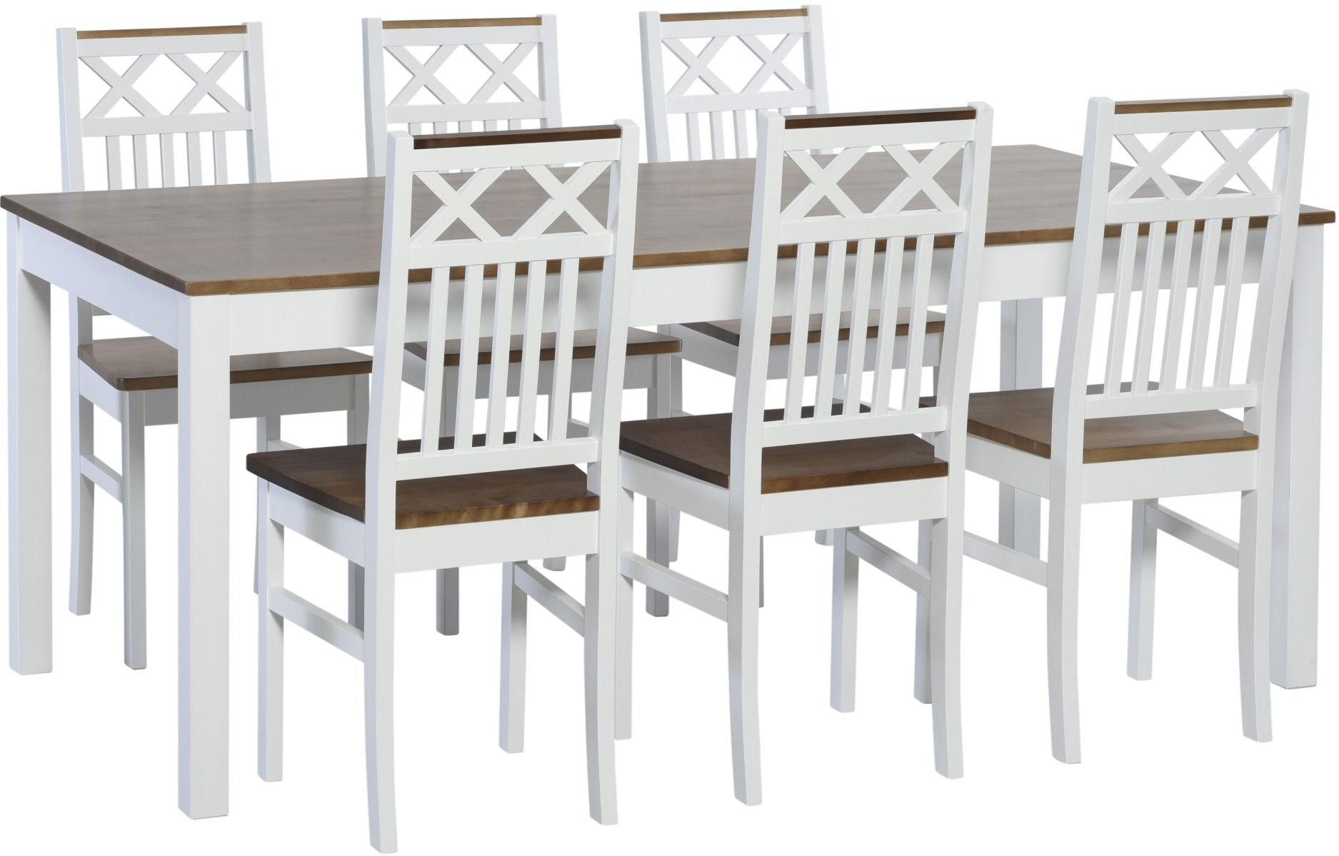 Koivu ruokapöytä 180x90 cm, valkoinen/pähkinä