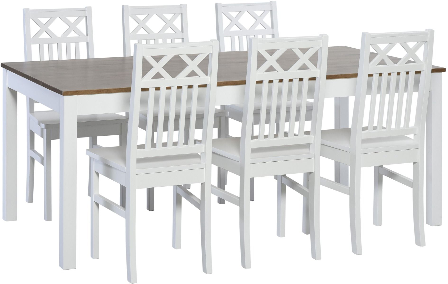 Koivu ruokapöytä 180x90 cm, valkoinen/pähkinä