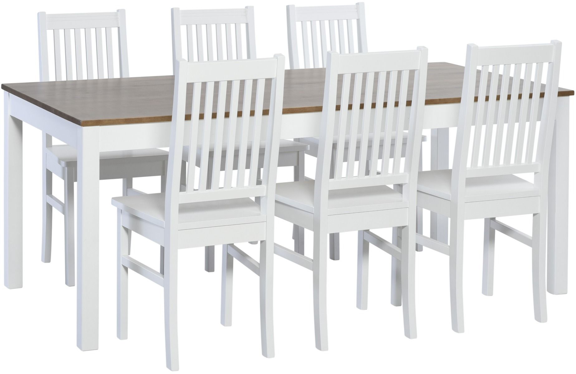 Koivu ruokapöytä 180x90 cm, valkoinen/pähkinä