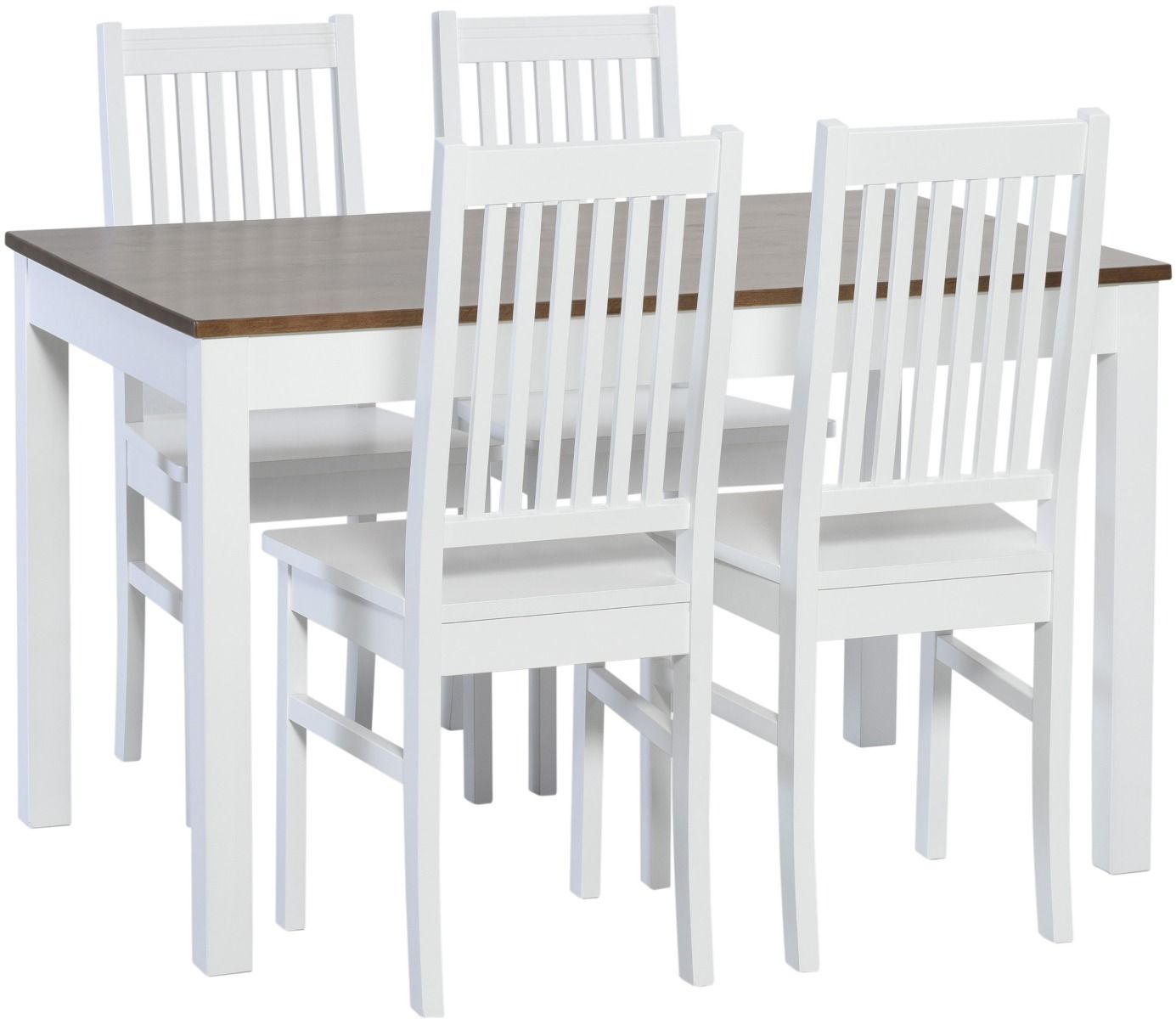 Koivu ruokapöytä 120x75 cm, valkoinen/pähkinä