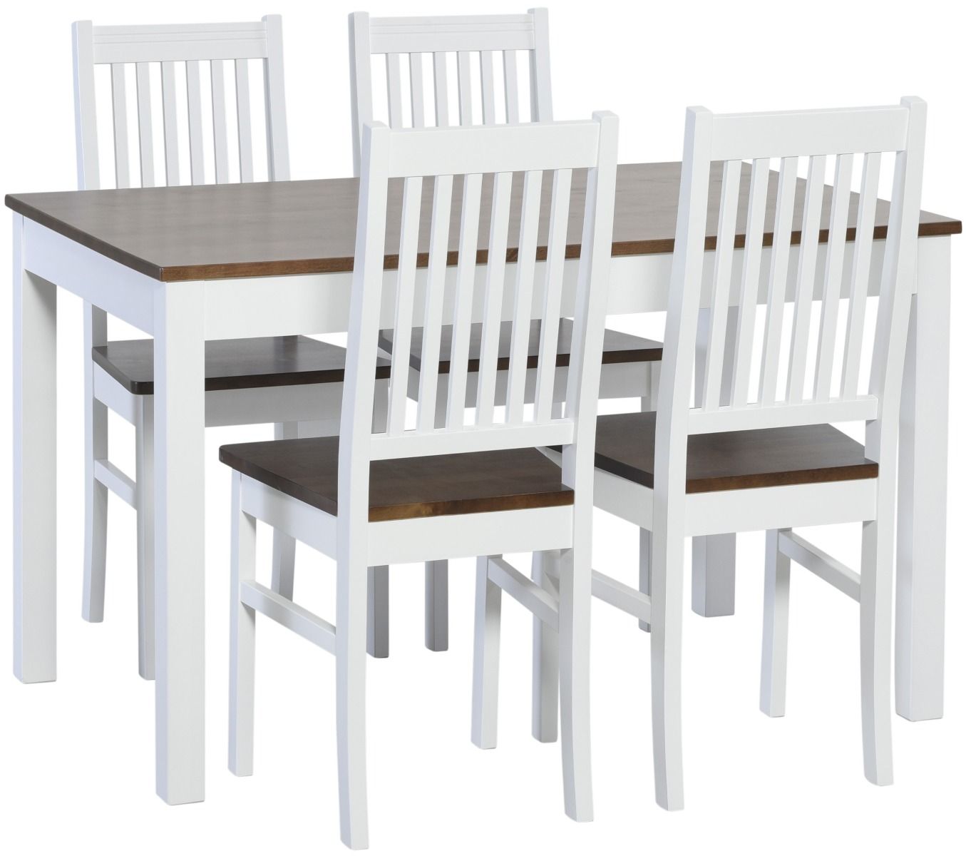 Koivu ruokapöytä 120x75 cm, valkoinen/pähkinä