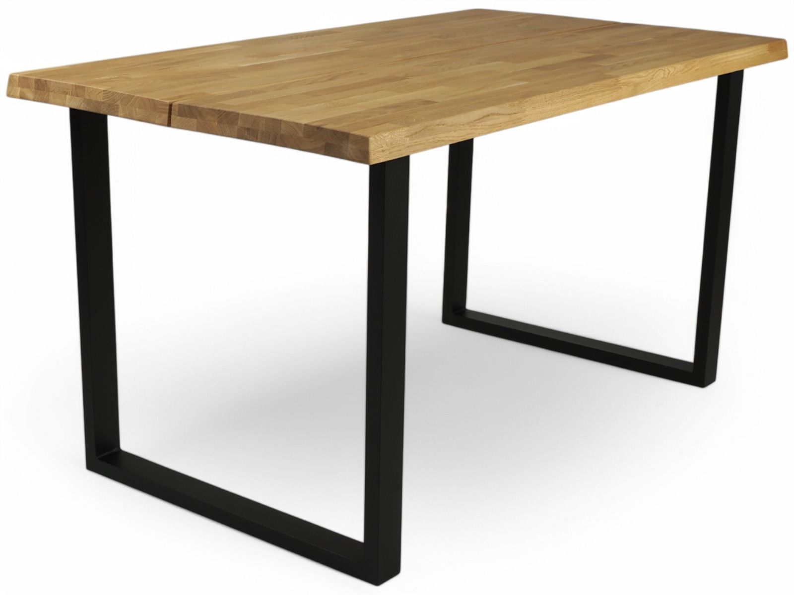 Tammipöytä 160x90 neljälle mustilla metallijaloilla