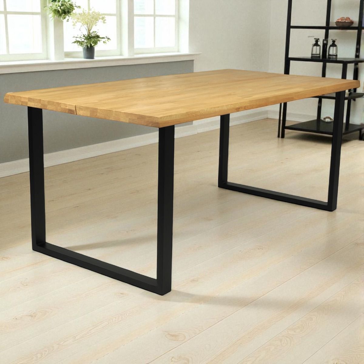 Koski tammipöytä 90x180 tammikansi ja mustat jalat