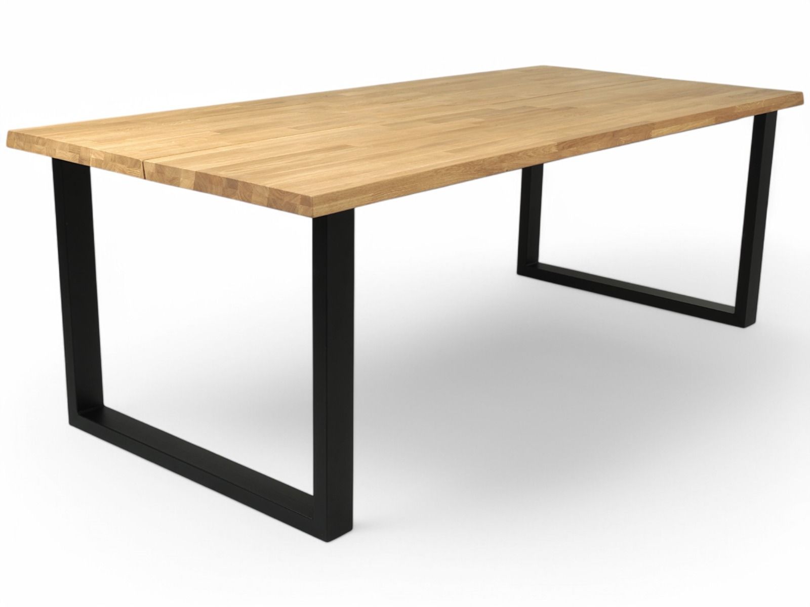 Tammipöytä Koski 100 x 220 cm mustilla metallijaloilla